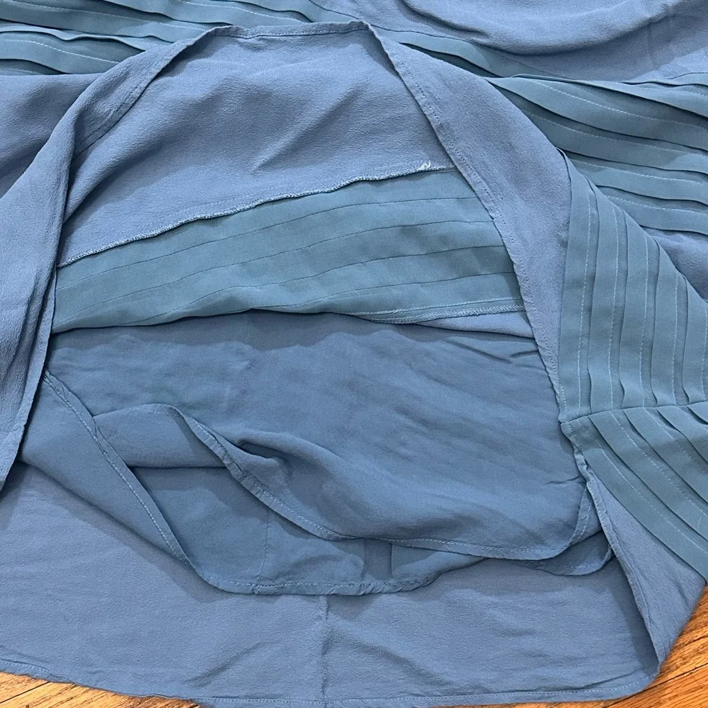 Soft Surroundings Size PXS Petite Pintuck Flowy Chiffon Blue Long Maxi Skirt - Picture 5 of 10